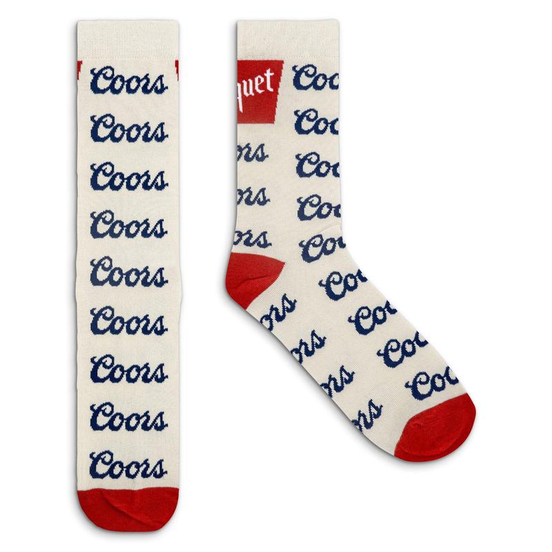 Coors Banquet Beer Logo Novelty Socks - Gray Red Blue