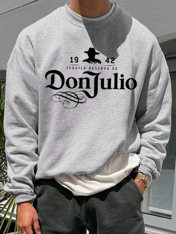 Men's Letter & Figure Print Thermal Lined Sweatshirt, Loose Casual Long Sleeve Pullover for Fall & Winter, Men's Clothes for Daily Wear