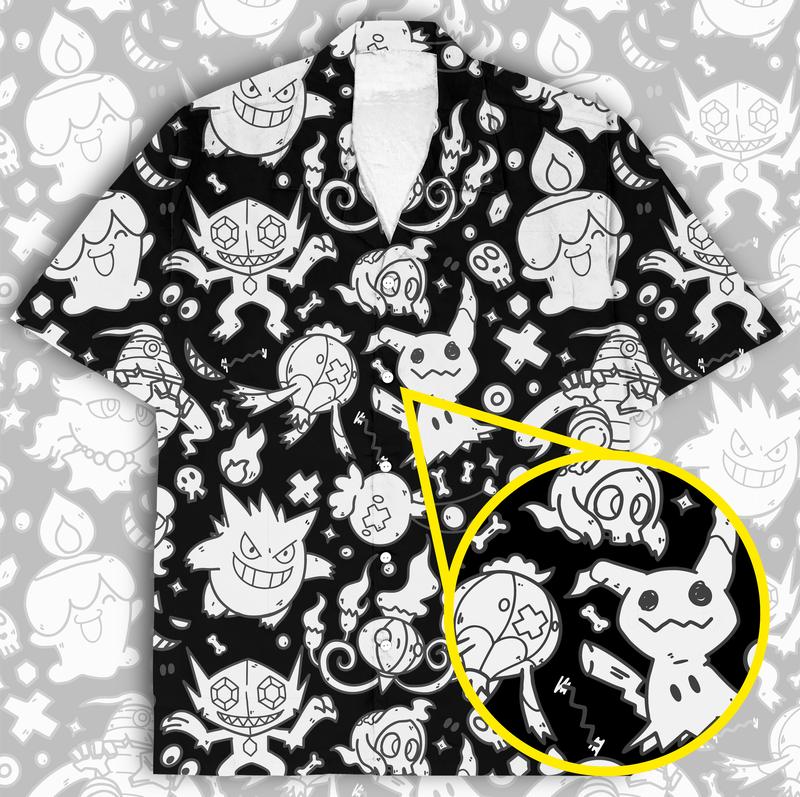 Ghost Pattern (Black and White) Button Down Tee