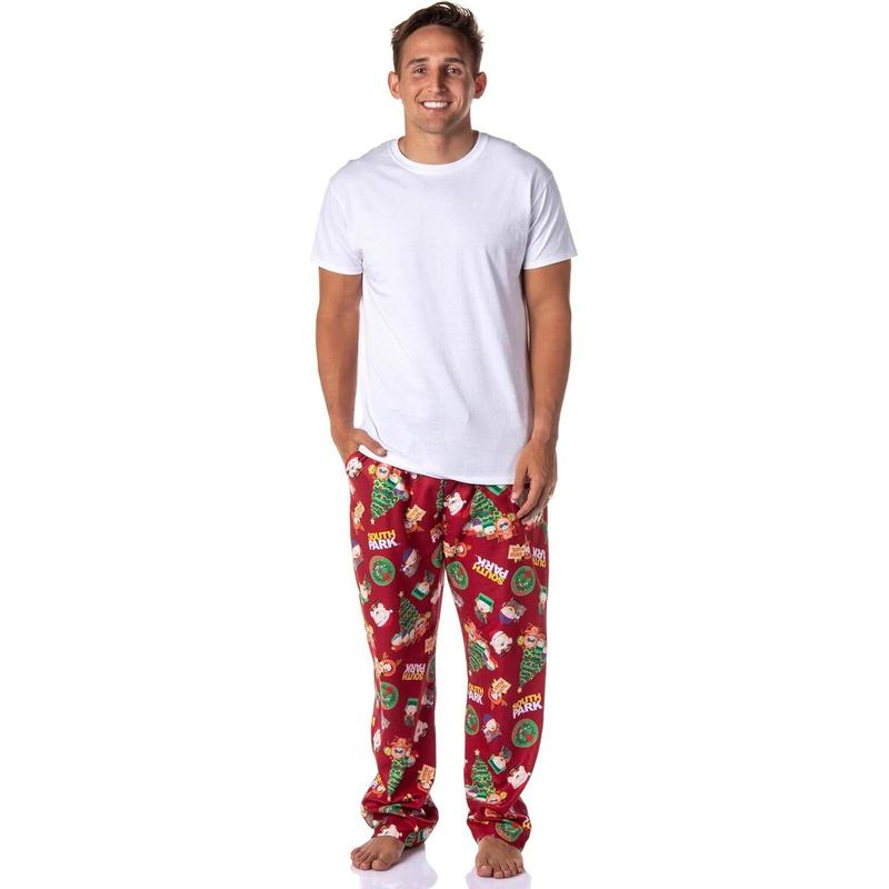 00INTIMO00 South Park Mens' TV Show 00Stan00 00Kyle00 00Cartman00 00Kenny00 Christmas Sleep Pajama Pants  Red