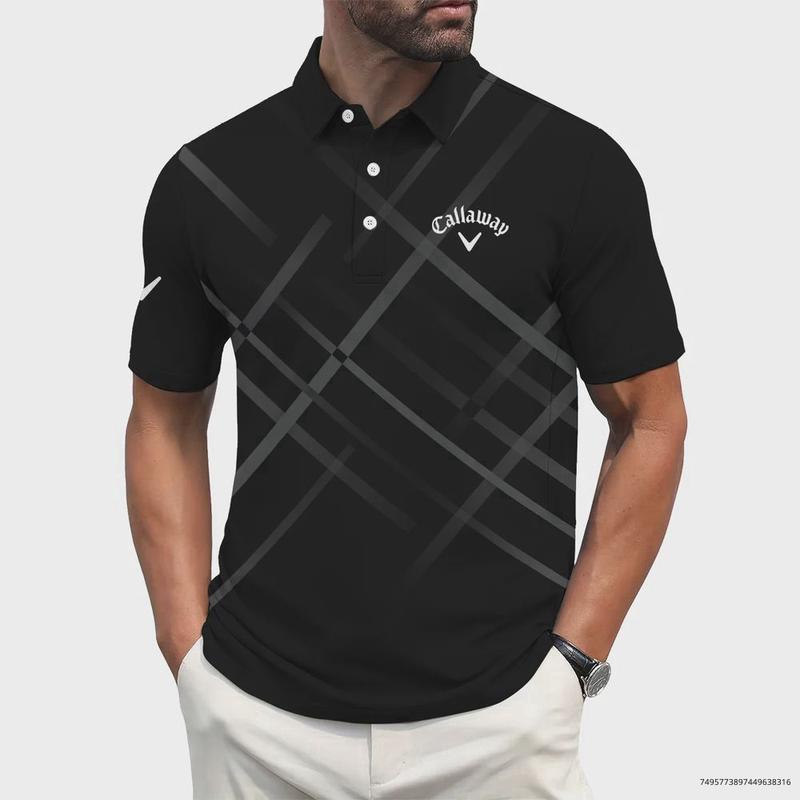 Brand Callaway Black Sport Short Polo Shirt All Over Prints