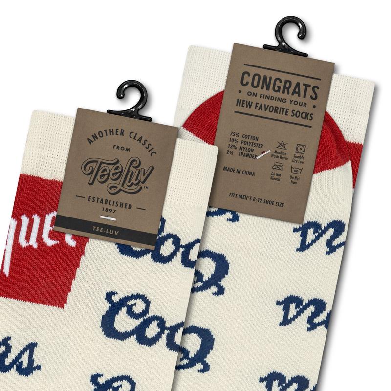 Coors Banquet Beer Logo Novelty Socks - Gray Red Blue