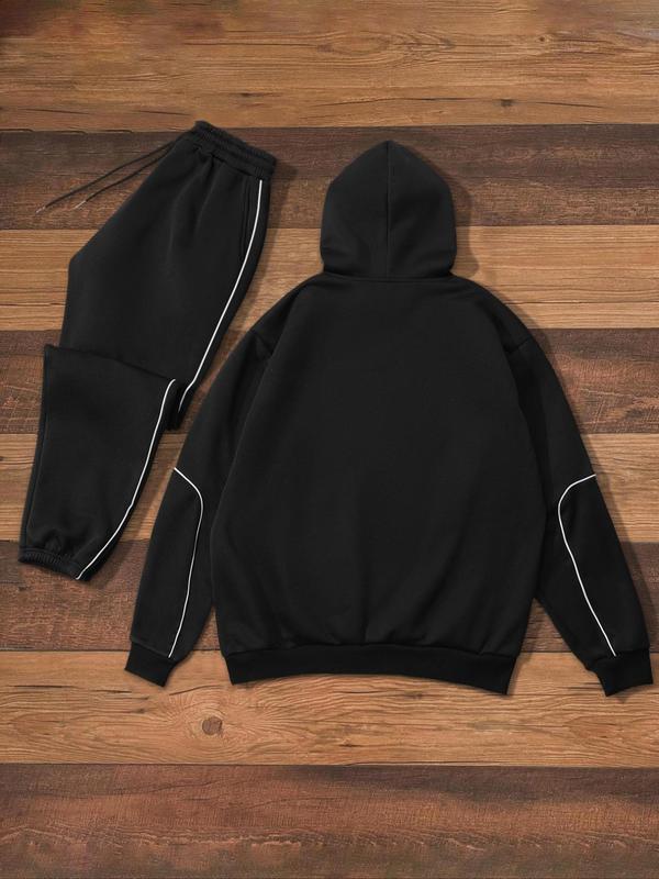 Men's Pocket Hoodie & Drawstring Waist Sweatpants Set, Regular Fit Casual Long Sleeve Hooded Sweatshirt & Jogger Pants, Men's Fall & Winter Clothes