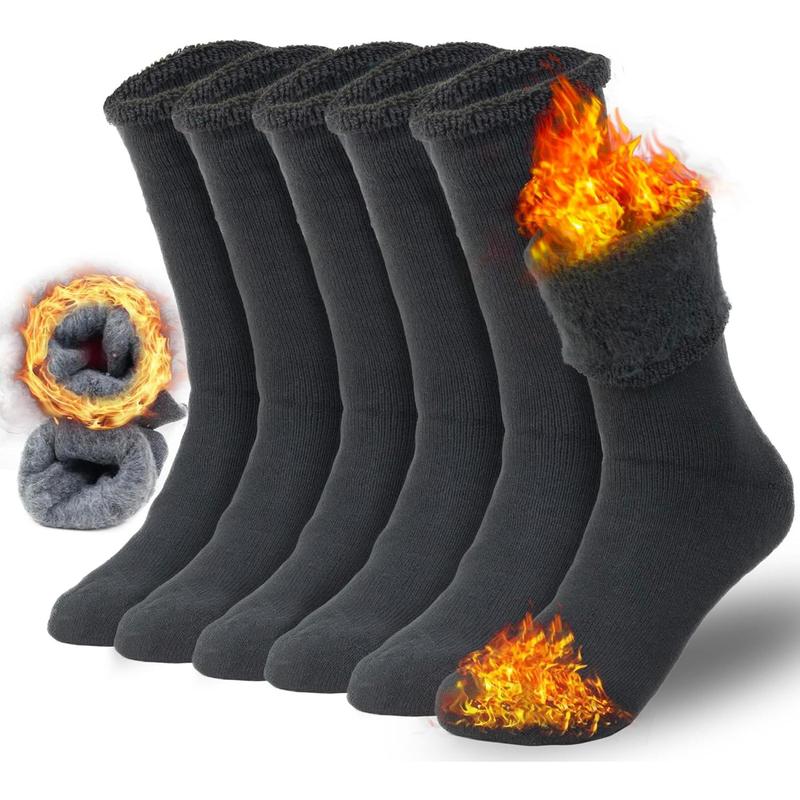 Men's Winter Thermal Boot Thick Insulated Heated  Crew Socks 3 6 Pairs for Cold Weather Outdoor Activities