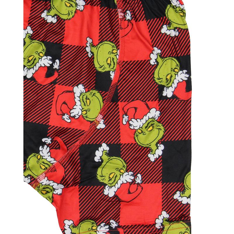 The Grinch Men's Grinch Santa AOP Buffalo Plaid Christmas Holiday Boxer Briefs Underwear