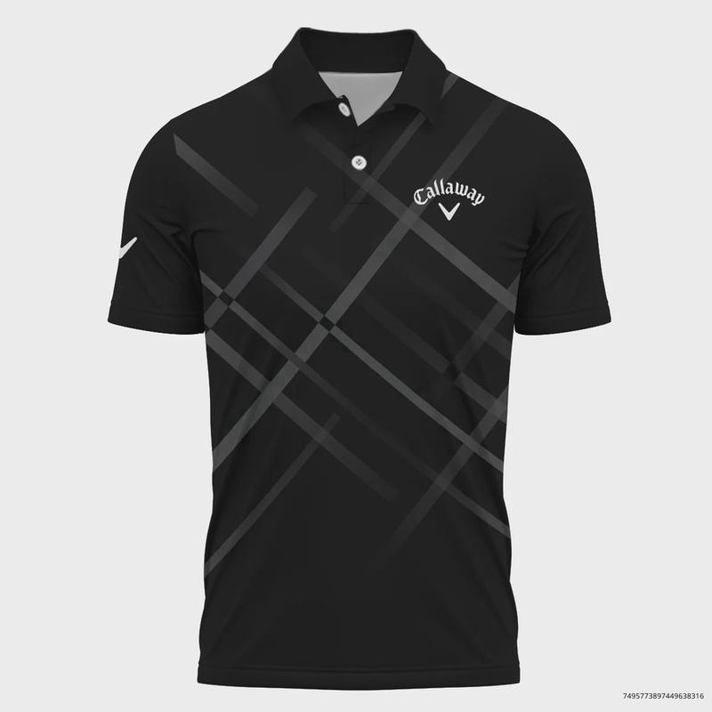 Brand Callaway Black Sport Short Polo Shirt All Over Prints