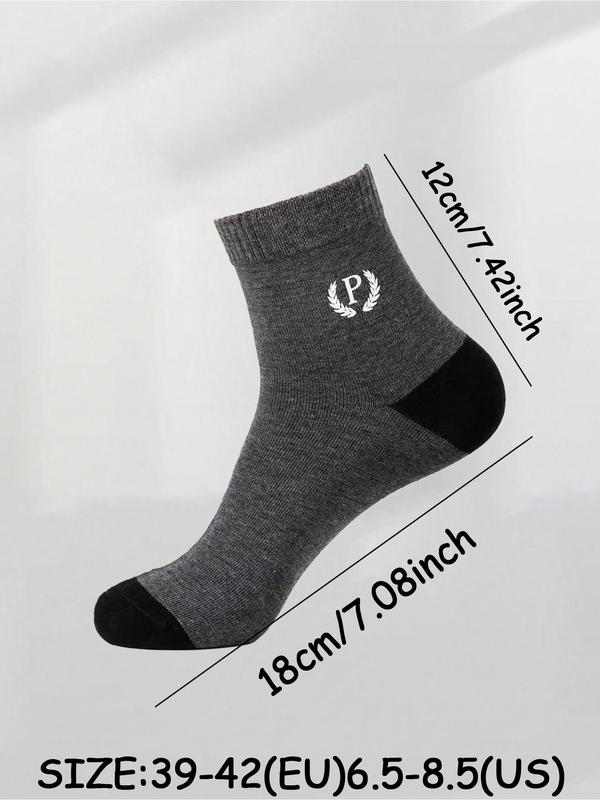 Men's Letter Patchwork Print Crew Socks, Casual Comfy Breathable Socks for Daily Wear, Socks for Men