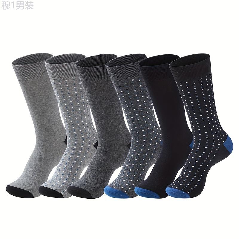 6 Pairs of Premium Men's Casual Business Socks - Ultra-Breathable, Comfy Crew Socks with Arch Support, Moisture-Wicking, and Anti-Odor Properties for Spring and Autumn - Stylish Dress Socks for Work, Formal Occasions, and Everyday Wear Fabric Menswear