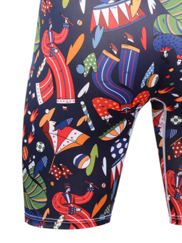 Men's Cartoon Circus Print Boxer Brief, Casual Comfy Breathable Underwear For All Seasons, Men's Underwear For Daily Wear