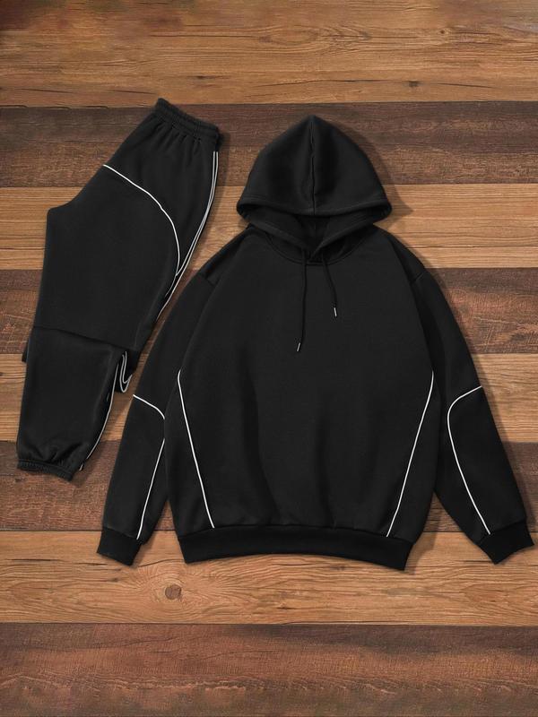 Men's Pocket Hoodie & Drawstring Waist Sweatpants Set, Regular Fit Casual Long Sleeve Hooded Sweatshirt & Jogger Pants, Men's Fall & Winter Clothes