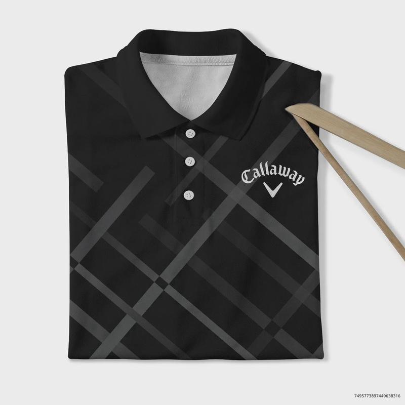 Brand Callaway Black Sport Short Polo Shirt All Over Prints