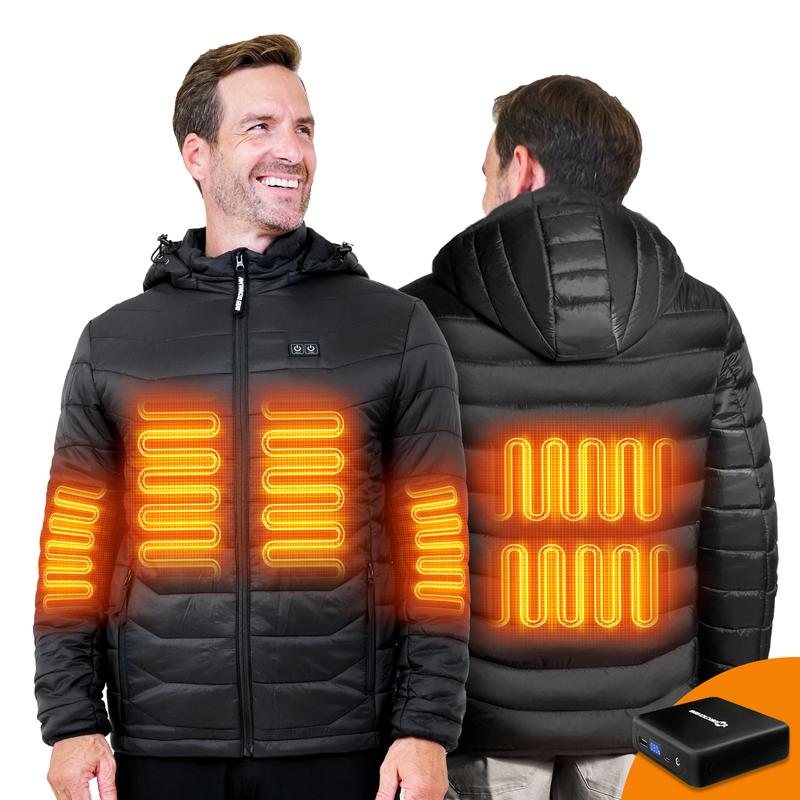 ANTARCTICA GEAR Heated Jacket Lightweight with 12V 5A Power Bank, 6 Areas Winter Coat for Men