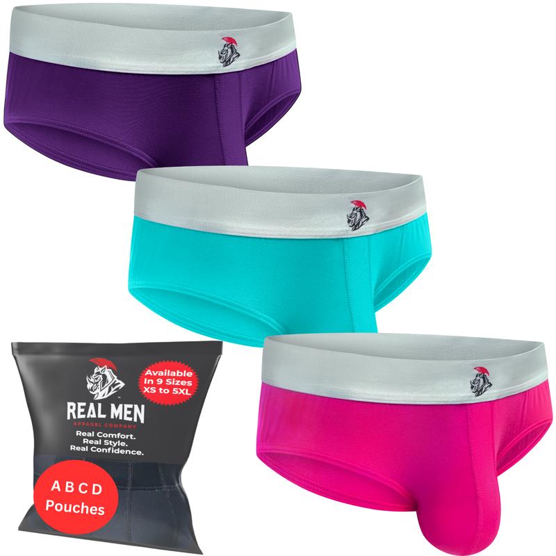 Modal 0in Briefs No Fly 3pk Pink Purple Turquoise  Underwear Menswear Man