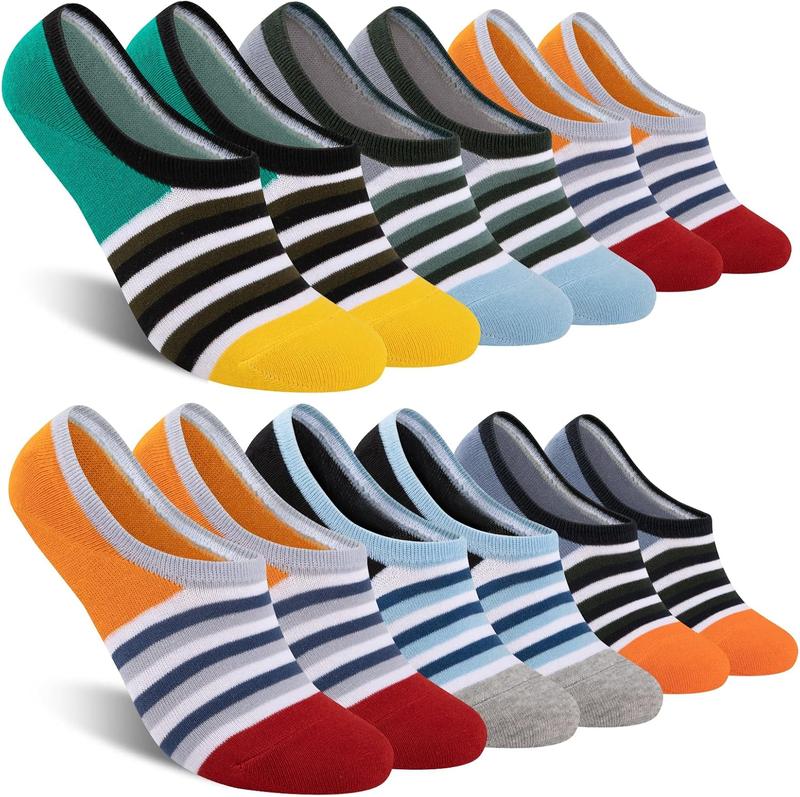 Mens No Show Socks Cotton Low Cut Short Casual Socks Men Non Slip Invisible Casual Socks Size 9-11 (6 Pairs)