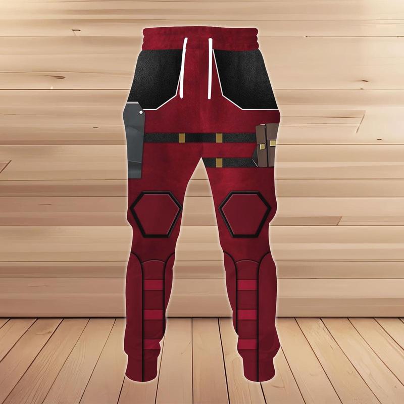 Deadpool Costume Hoodie, Deadpool Jogger, Wade Wilson Cosplay Hoodie, Halloween Superhero Costume, Men's Hero Costume, Streetwear Pants, Gift For Him, 3D Costume, Costume , Festival , Holiday , Hoodie , Jogger