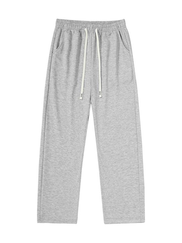 Men's Solid Drawstring Waist Wide Leg Sweatpants, Casual Comfy Elastic Waist Pants for Fall & Winter, Men's Trousers for Daily Wear