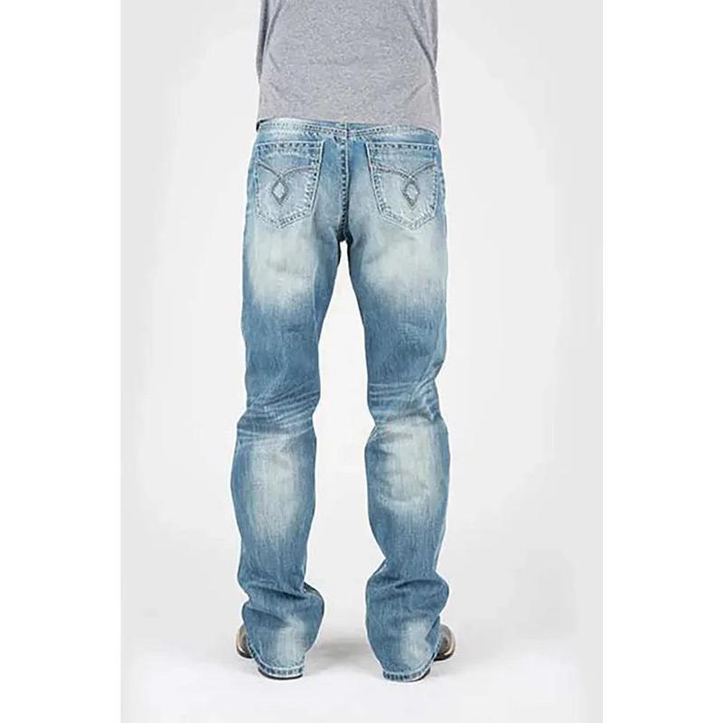 Tin Haul Regular Joe with Grey Diamond Stitch (Light Wash) - Men's Bootcut Jeans