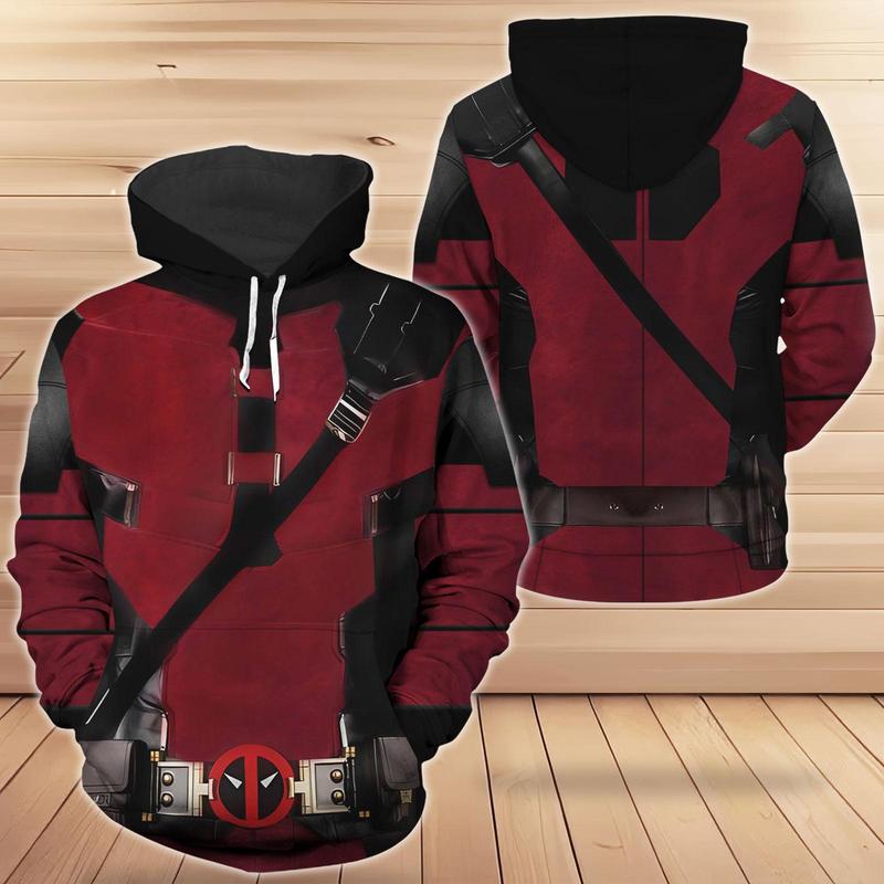 Deadpool Costume Hoodie, Deadpool Jogger, Wade Wilson Cosplay Hoodie, Halloween Superhero Costume, Men's Hero Costume, Streetwear Pants, Gift For Him, 3D Costume, Costume , Festival , Holiday , Hoodie , Jogger