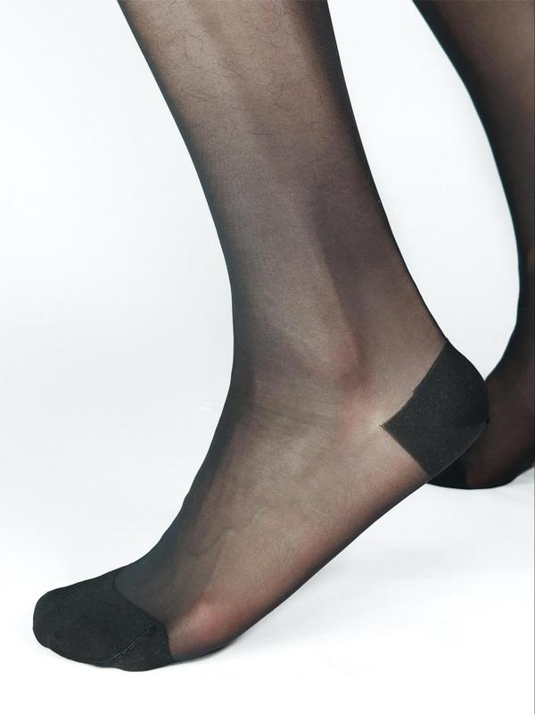 Men's Solid Color Sheer Over The Calf Socks, Breathable Comfortable Stocking for Daily Wear, Men's Socks for All Seasons