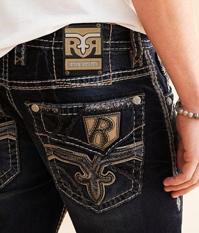 Men's Classic Rock Revival Straight Leg Jeans, High Waisted Jeans with Unique Embroidery, Y2K Straight Leg Jeans, Street Style Jeans