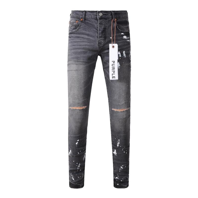 2024 New Fashion Trend High Quality Jeans Classic Retro American High Street Ripped Gray Paint Washed Skinny Jeans Men