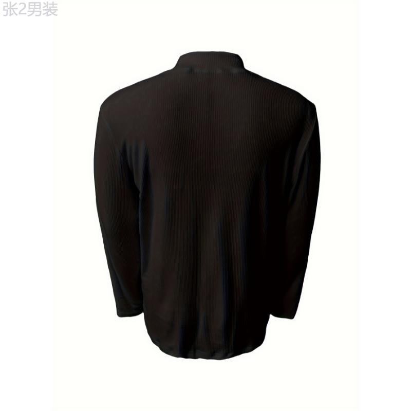 Men's  Turtleneck T-Shirt, Fashion Ribbed Half High Neck Knit, Stretchy Polyester, Casual Top for Streetwear, Evening Dates, Vacation, Indoor, Valentine's, Christmas, New Year, Thanksgiving, Easter, Outdoor, Daily Wear Fabric Knitwear Menswear Collar