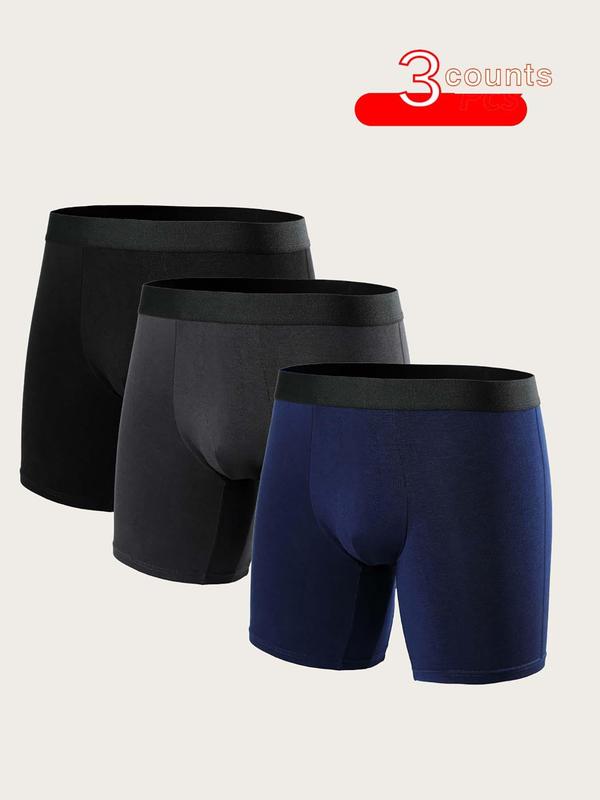 Men's Plain Boxer Brief, Casual Comfortable Breathable Fall Underwear for Daily Wear, Shorts for Men, Menswear