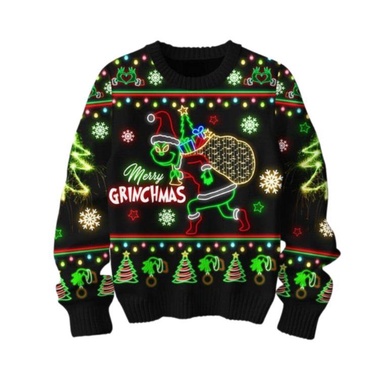 Merry Grchmas Christmas Ugly Sweater, Christmas Sweater, Retro Trendy Ugly Sweater, Sweater Lover Gift For Dad Gift For Mom Outfit For Family Holiday Retro Trendy Ugly Sweater, Sweater Lover Gift For Dad Gift For Mom Outfit For Family Holiday