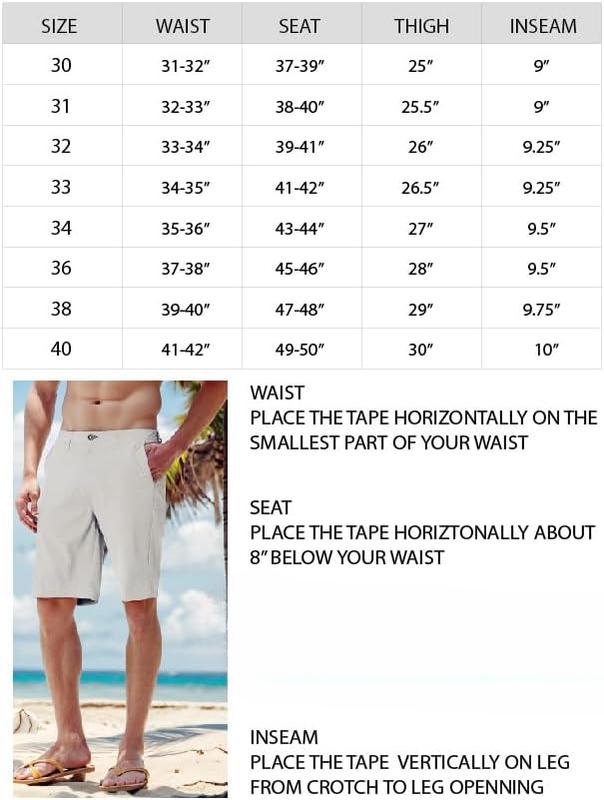 Men's Hybrid Golf Dress Shorts Lightweight Dry Casual with Flat Front 9-Inch Inseam and 4 Pockets Menswear Underwear