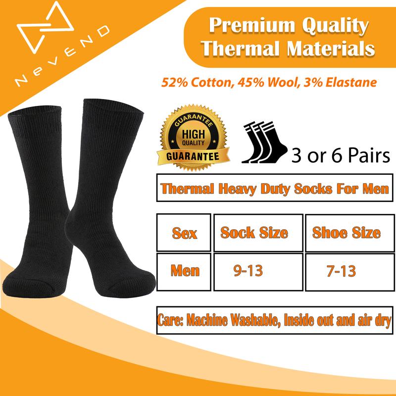 Men's Thermal Winter Crew Socks - 3 6 Pairs for Cold Weather Outdoor Work Activities Hiking Running - Underwear, Menswear