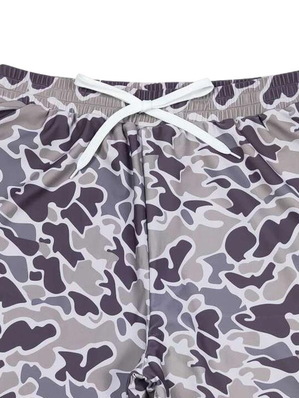 Men's Adult camouflage Grey summer print Casual Beach Swim short trunks （ No pockets）