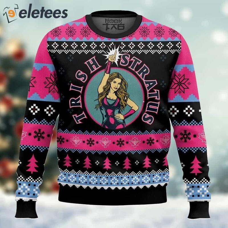 Trish Stratus Wrestler Ugly Christmas Sweater Retro Trendy Ugly Sweater, Sweater Lover Gift For Dad Gift For Mom Outfit For Family Holiday