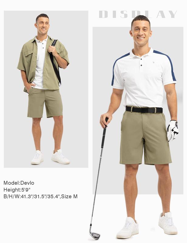 Men's 9'' Golf Work Shorts Stretch Waistband Dry Fit Hiking Casual Business Dress Athletic Shorts 3 Pockets