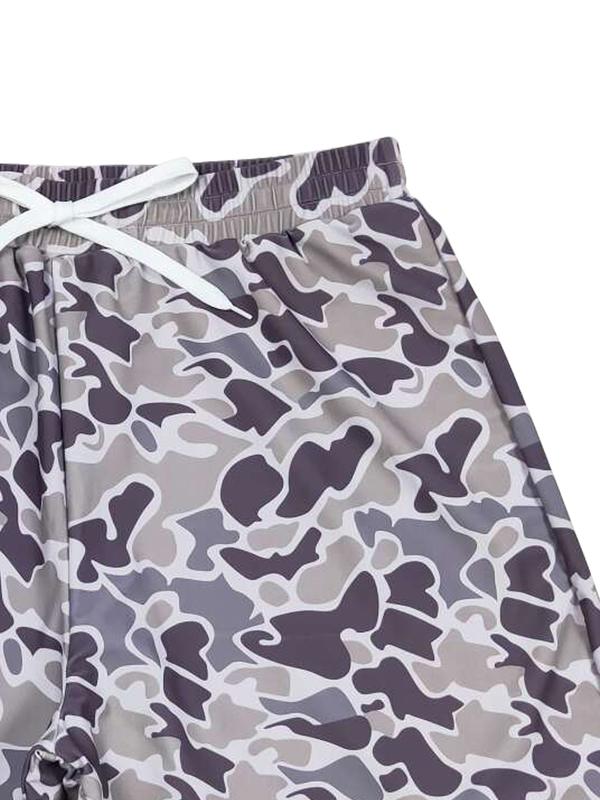 Men's Adult camouflage Grey summer print Casual Beach Swim short trunks （ No pockets）