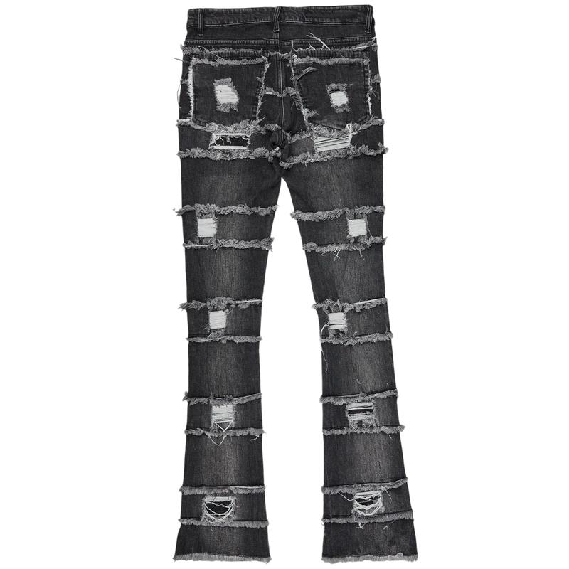 Sten Black Stacked Flare Jean