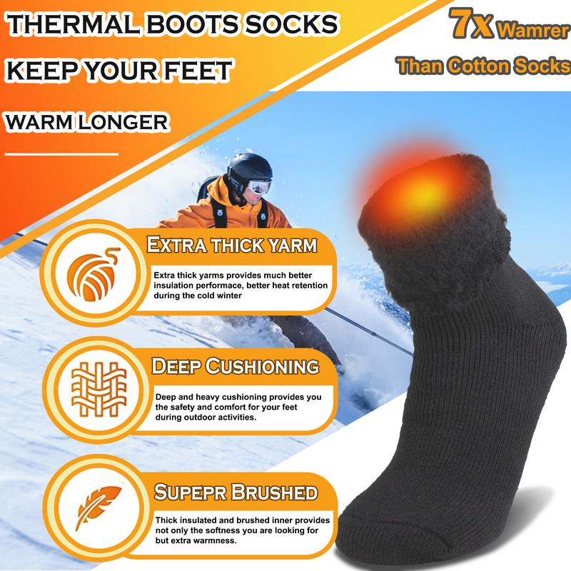 Men's Thermal Winter Crew Socks - 3 6 Pairs for Cold Weather Outdoor Work Activities Hiking Running - Underwear, Menswear