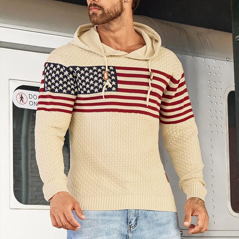 Zaitun Mens Hooded Sweatshirt CULTURAL Long Sleeve Solid Knitted Hoodie Pullover Sweater knit sweater print sweater Casual Fabric