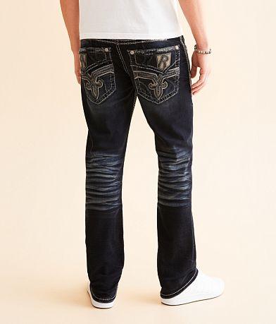 Men's Classic Rock Revival Straight Leg Jeans, High Waisted Jeans with Unique Embroidery, Y2K Straight Leg Jeans, Street Style Jeans