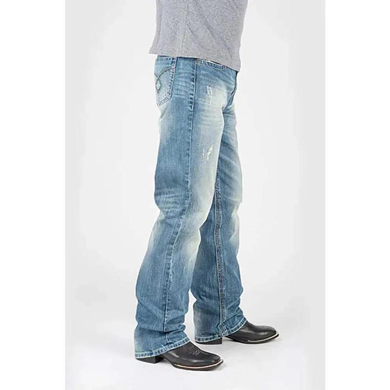 Tin Haul Regular Joe with Grey Diamond Stitch (Light Wash) - Men's Bootcut Jeans