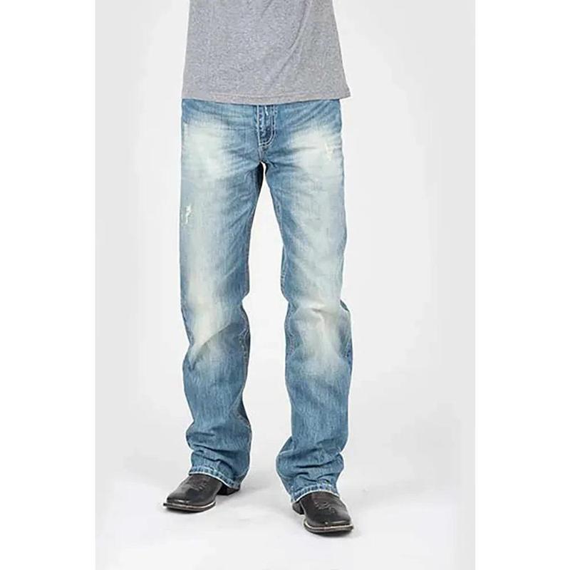 Tin Haul Regular Joe with Grey Diamond Stitch (Light Wash) - Men's Bootcut Jeans