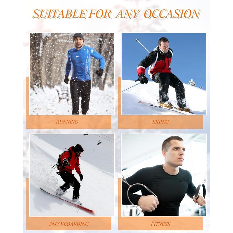 4 Pack Men's Thermal Compression Shirts Long Sleeve Fleece Lined Dry Fit Tops Athletic Base Layer for Winter Skiing