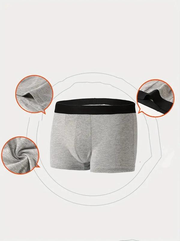 Men's Solid Color Boxer Brief, Casual Comfy Breathable Underwear for Daily Wear, Men's Underwear for All Seasons