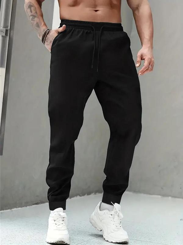 Men's Solid Drawstring Waist Sweatpants, Casual Regular Fit Pocket Jogger Pants for Spring & Fall, Fashion Men's Bottoms for Daily Wear, Fall Outfits, Fallfreshness