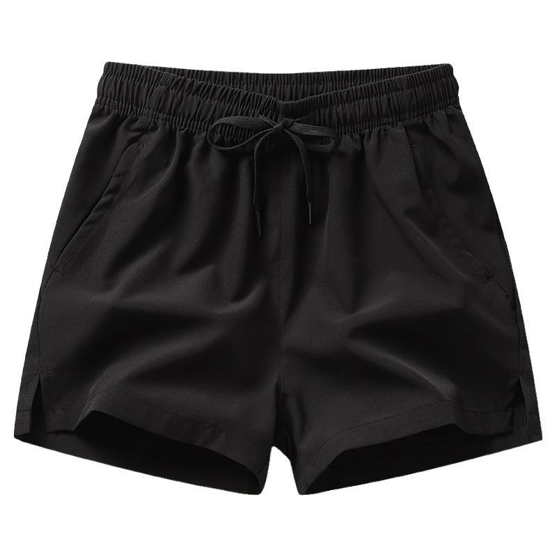 Men's Solid Drawstring Waist Split Hem Shorts, Casual Breathable Zipper Pocket Shorts for Summer, Men's Bottoms for Daily Wear,  Gym Shorts