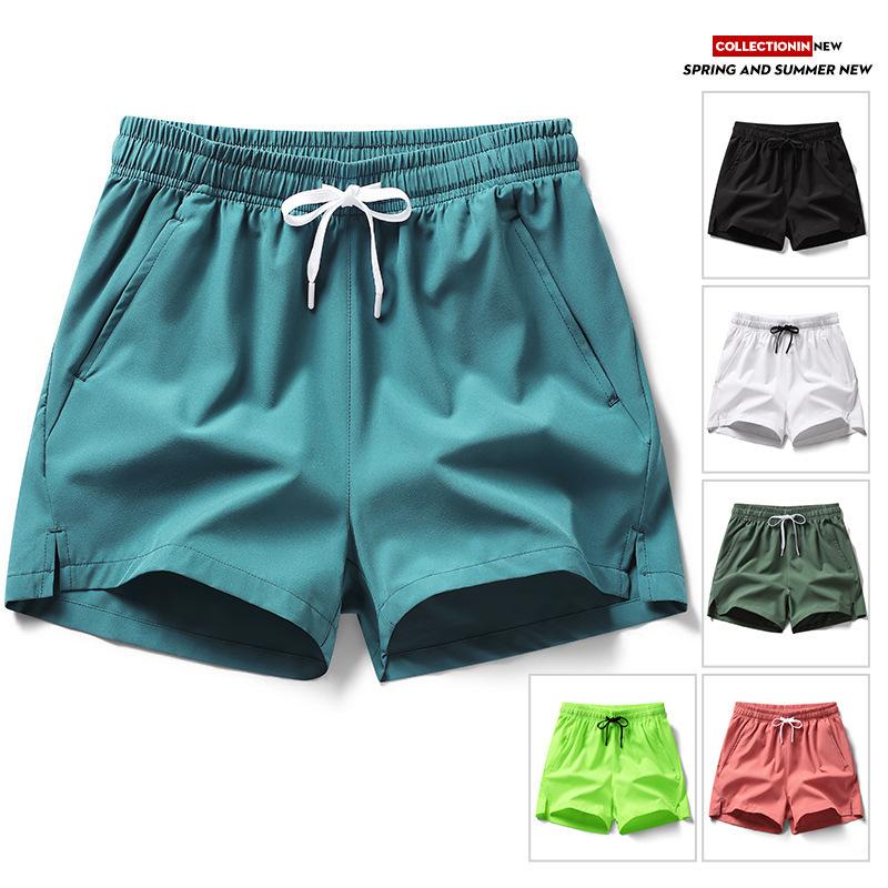 Men's Solid Drawstring Waist Split Hem Shorts, Casual Breathable Zipper Pocket Shorts for Summer, Men's Bottoms for Daily Wear,  Gym Shorts