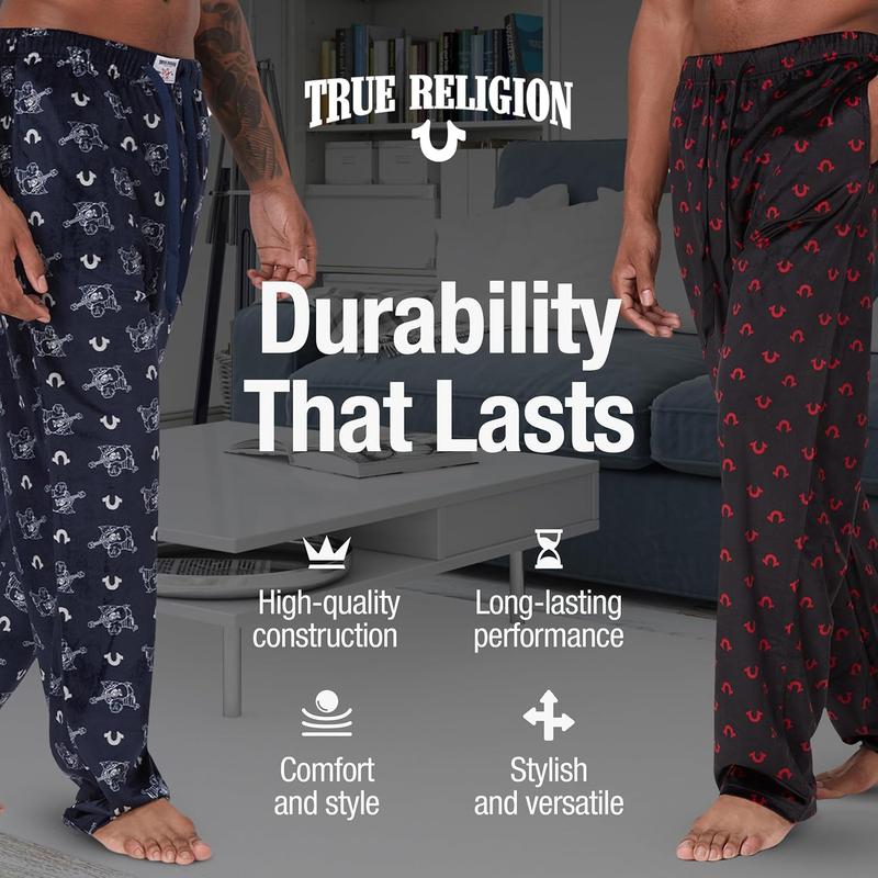 2 Pack Fleece Pajama Pants for Men, PJ Pants Men’s Sleepwear