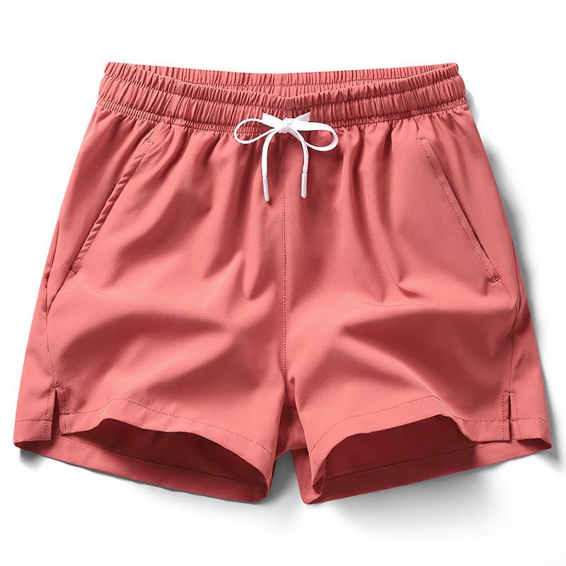 Men's Solid Drawstring Waist Split Hem Shorts, Casual Breathable Zipper Pocket Shorts for Summer, Men's Bottoms for Daily Wear,  Gym Shorts