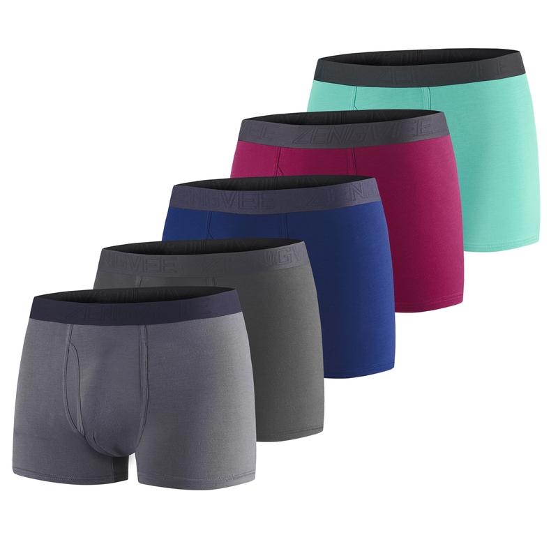 5 Pack Men's Underwear Moisture-Wicking Multipack Breathable Trunks Underwear Boxer Briefs Soft Comfortable Lightweight Fabric Menswear