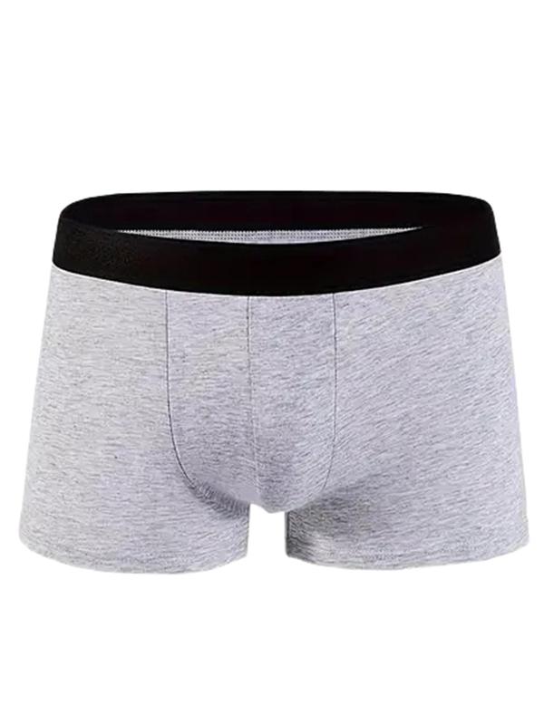 Men's Solid Color Boxer Brief, Casual Comfy Breathable Underwear for Daily Wear, Men's Underwear for All Seasons