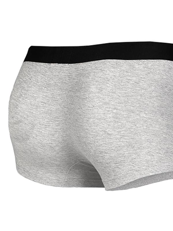 Men's Solid Color Boxer Brief, Casual Comfy Breathable Underwear for Daily Wear, Men's Underwear for All Seasons